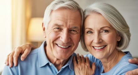 Joyful elderly couple sharing a warm embrace love happiness and companionship
