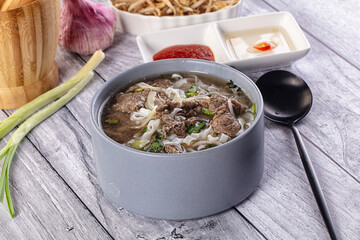 Vietnamese Pho Bo soup with beef