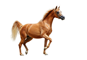 Obraz premium Isolated Arabian horse walking forward gracefully with elegance in a stunning reddish coat