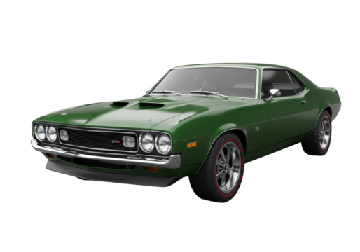 Isolated green American car classic muscle vintage vehicle collector restored condition