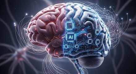 Digital brain with ai and neural network connections representing artificial intelligence and technology