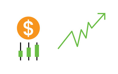 Dollar Financial market growth concept. dollar market up. Illustrator Vector file. high resolution Picture. Perfect for stock trading. investment. Transparent background