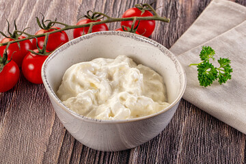 Italian delicous stracciatella young soft cheese