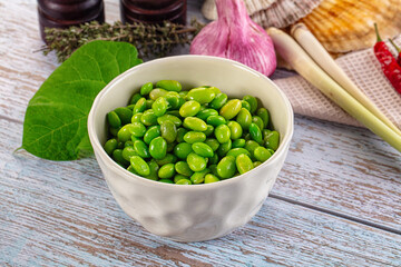 Edamame beans in the bowl