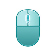 Turquoise Computer Mouse Icon with Gradient Shading and Clear Outline