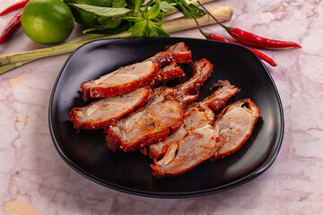 Roasted gourmet duck fillet slices
