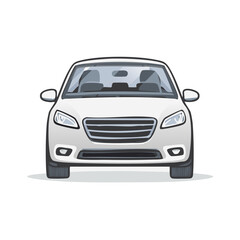 Fototapeta premium Front view illustration of a white passenger car, clean lines and modern design.