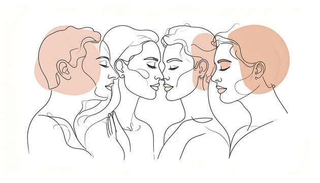Four people in profile view, close together - Powered by Adobe