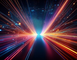 fibre optics carrying data at speed to a computer