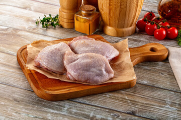 Raw chicken thighs for cooking