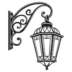Vintage street lamp, classic outdoor lighting