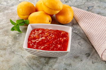 Sweet homemade juicy apricot jam