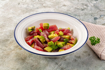 Delicous tuna with avocado salad