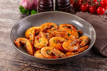 Delicous roasted tiger prawn snack