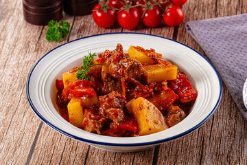 Stew Hungarian goulash with beef and vegetables