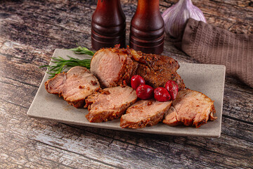 Baked pork sirloin with cornus