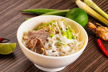 Vietnamese pho bo soup with beef