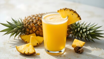 신선한 파인애플로 만든 쥬스