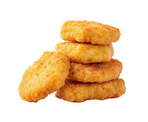 A stack of golden brown chicken nuggets isolated on a transparent background, showcasing their crispy texture and appetizing appearance, perfect for foodrelated content and advertising