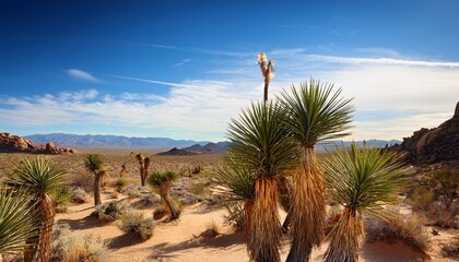 view of soaptree yuccas on desert landscape against sky