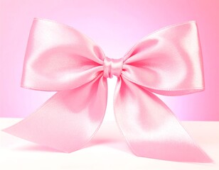 Pink satin bow on a soft backdrop