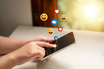 Social Distancing ,Working From Home concept.	The concept of living on vacation and playing social media. Social media and digital online concept, man using smart phone with Social media.