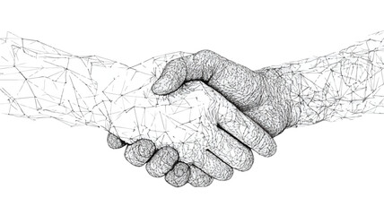 Empowerment Through Interconnected Handshake: Unity and Strength in a Single Line