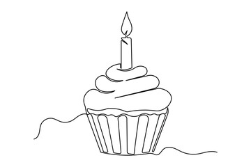 Abstract candle continuous line sketch minimalist isolate outline illustration