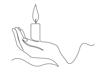 andle continuous one line drawing minimalist style isolate outline illustration