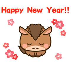 新年の挨拶をする午年の馬
