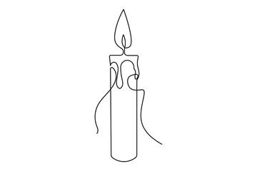 Modern candle illustration with minimalist outline continuous line sketch