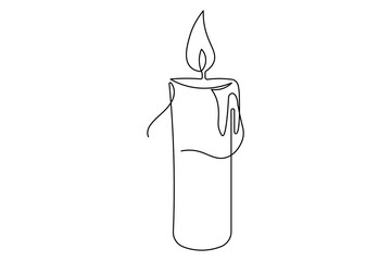 Single line candle artwork continuous outline minimalist hand drawn illustration