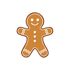 Smiling Gingerbread Man Cookie With White Icing Decoration