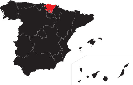 Basque Country Highlighted on Map of Spain
