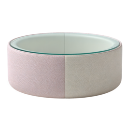 A modern, twotoned pet bowl with a speckled texture, isolated on a transparent background, perfect for stylish pet owners