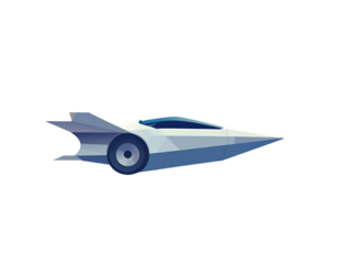 Concept Art of Flying Car in Open Sky, Stylized Minimalist Illustration