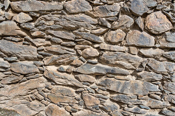 Detail of a traditional Inca stone wall with irregular rocks in Ollantaytambo Archaeological site, Sacred Valley, Peru.