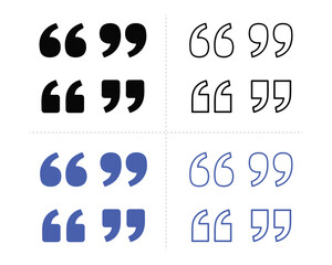 Quotation Marks Set Flat, Outline and Filled style