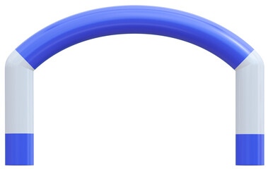 Realistic 3D Inflatable start and finish arch for sports competitions. Inflatable archway, Square blue gates of  outdoor sport events like marathon racing, outdoor sports events. 3d png illustration.