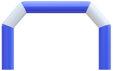 Realistic 3D Inflatable start and finish arch for sports competitions. Inflatable archway, Square blue gates of  outdoor sport events like marathon racing, outdoor sports events. 3d png illustration.
