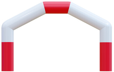 Realistic 3D Inflatable start and finish arch for sports competitions. Inflatable archway, Arch red gates of  outdoor sport events like marathon racing, outdoor sports events. 3d png illustration.