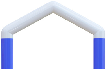 Realistic 3D Inflatable start and finish arch for sports competitions. Inflatable archway, Arch blue gates of  outdoor sport events like marathon racing, outdoor sports events. 3d png illustration.