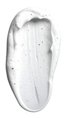 White cream smear with brown particles