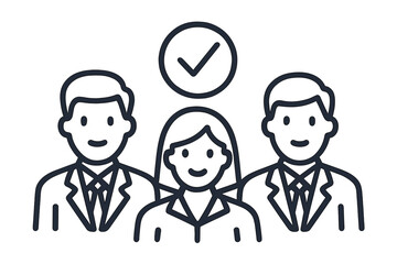 Tax preparation icon linear style vector cartoon illustration with business professionals team, financial document approval, accounting services concept, transparent background