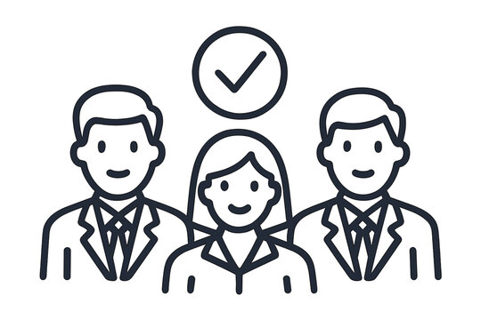 Tax preparation icon linear style vector cartoon illustration with business professionals team, financial document approval, accounting services concept, transparent background