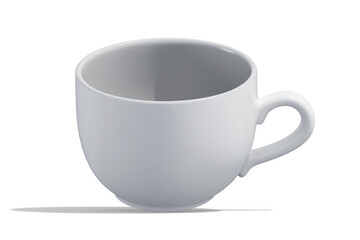 Realistic 3D Render cup white color isolated on white background (Manual Design)