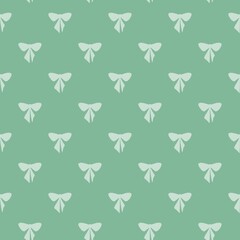 Soft green background with repeating white bow tie pattern suitable for various design projects. Seamless Background