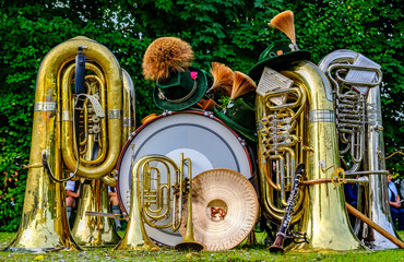 typical music instrument of a bavarian brass band