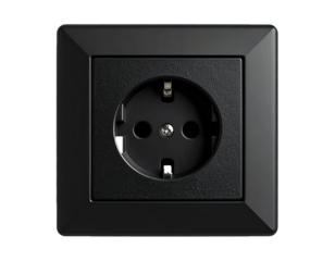 Modern Black Electrical Power Outlet Isolated on Transparent Background