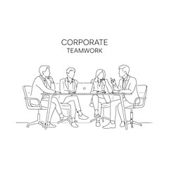 Corporate Business Teamwork Outline Vector Set
